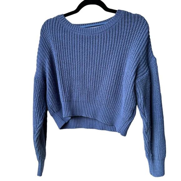 Urban Outfitters Sweaters - urban outfitters uo knit cropped sweater blue high scoop neck women xs